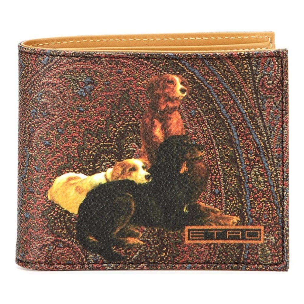 Etro Arnica Bifold Paisley Wallet Dog-Themed Made in Italy!